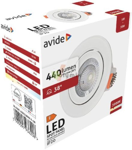 LED Beépíthető Spot 38° Kerek 5W WW 3000K