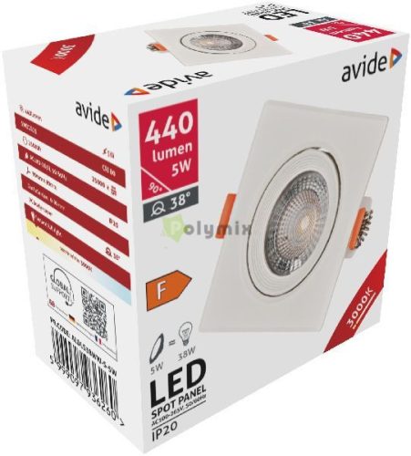 LED Beépíthető Spot 38° Négyzetes 5W WW 3000K