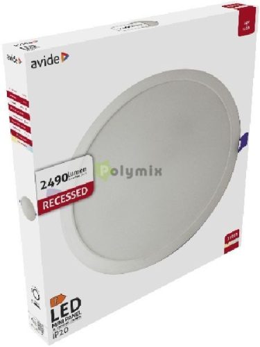 LED Beépíthető Kerek Mennyezeti Lámpa Műanyag 24W WW 3000K