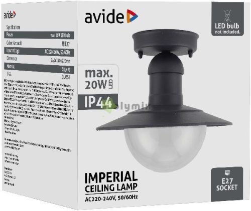 kültéri mennyezeti lámpa Imperial 1xE27 IP44 Antracit