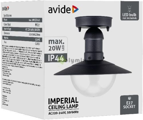 kültéri mennyezeti lámpa Imperial 1xE27 IP44 fekete