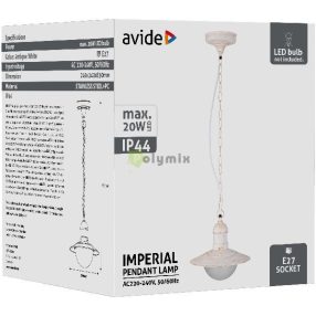   kültéri függeszték lámpa Imperial 1xE27 IP44 antik fehér