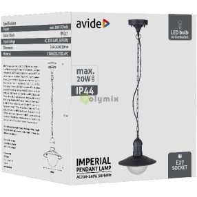 kültéri függeszték lámpa Imperial 1xE27 IP44 fekete