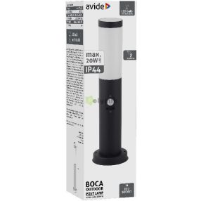 kültéri álló lámpa Boca 1xE27 PIR 450mm IP44 Fekete