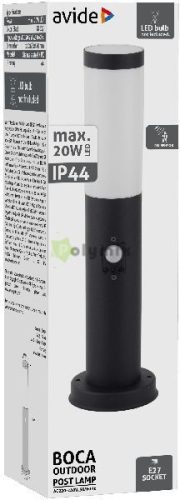 kültéri álló lámpa Boca 1xE27 PIR 450mm IP44 Fekete