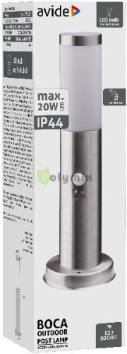 kültéri álló lámpa Boca 1xE27 PIR 450mm IP44 Szatén Nikkel