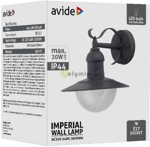 kültéri fali lámpa Imperial 1xE27 IP44 Antracit
