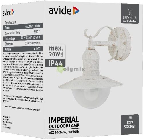 kültéri fali lámpa Imperial 1xE27 IP44 antik fehér