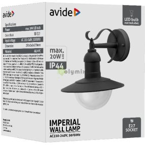 kültéri fali lámpa Imperial 1xE27 IP44 Fekete