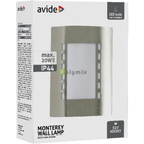 kültéri fali lámpa Monterey 1xE27 IP44 Szatén Nikkel