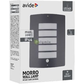 kültéri fali lámpa Morro 1xE27 PIR IP44 Antracit