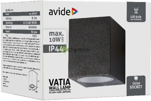 kültéri fali lámpa Vatia 1xGU10 IP44 Fekete