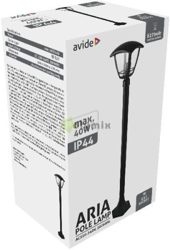 Kültéri Álló Lámpa Aria 100cm 1xE27 Fekete IP44