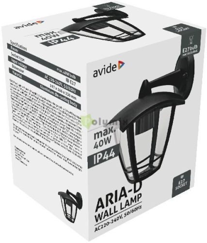 Kültéri Fali Lámpa Aria-D 1xE27 Fekete IP44