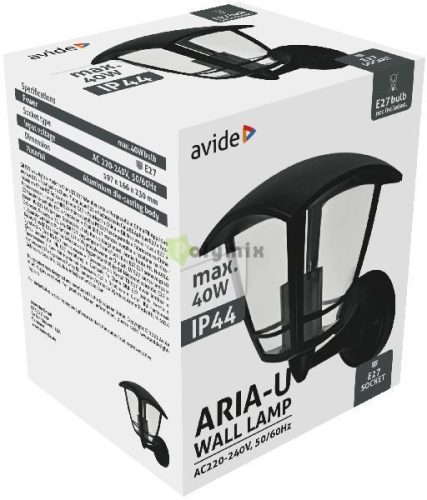 Kültéri Fali Lámpa Aria-U 1xE27 Fekete IP44