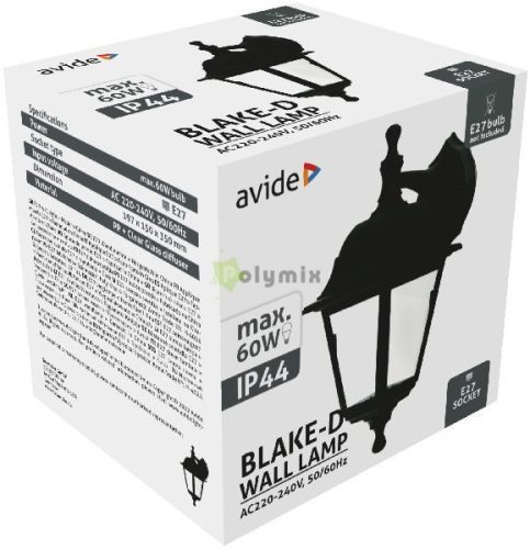 Kültéri Fali Lámpa Blake-D 1xE27 Fekete IP44