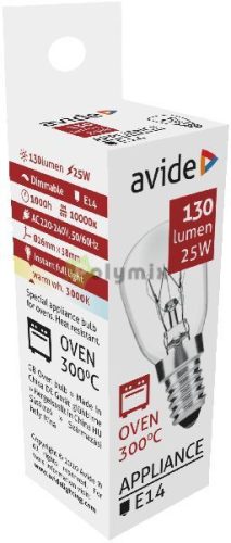 Sütőizzó 300°C izzó 25W E14 WW 3000K
