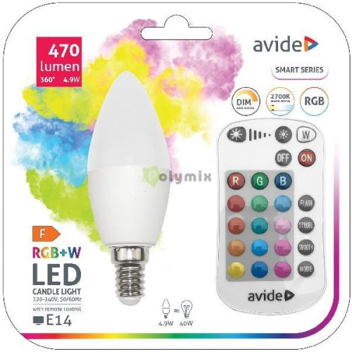 Smart LED Candle 4.9W RGB+W 2700K IR Távirányítóval