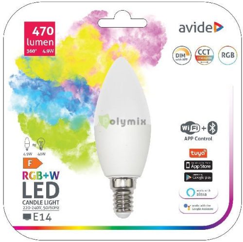 Smart LED Candle 4.9W RGB+W WIFI + BLE APP Control