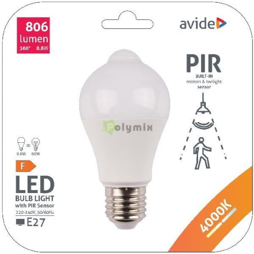 Smart LED Globe A60 8.8W 4000K PIR mozgásérzékelővel
