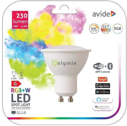 Smart LED GU10 4.9W RGB+W WIFI + BLE APP Control