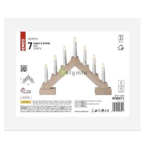   LED gyertyatartó, fa, 29 cm, 2x AA, beltéri, meleg fehér, időzítő