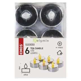   LED dekoráció – 6x teamécses, ezüst, 6x CR2032, beltéri, vintage