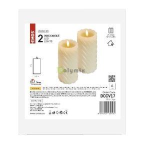   LED dekoráció – viaszgyertya 17 cm, 2x AAA, beltéri, meleg fehér, 2 db, távirányító