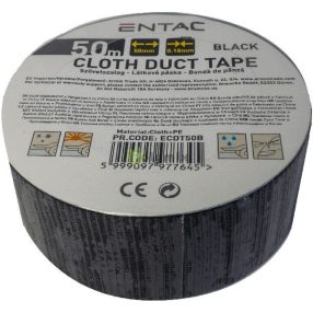 Szövet erősítésű szalag 0.18x50mm Fekete 50m