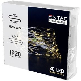 Karácsonyi Beltéri Drótfüzér 80 LED WW 4,1m (3AA nt.)