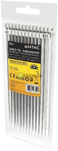 Kábelkötegelő 2.5mmx100mm Fehér 50 db/cs