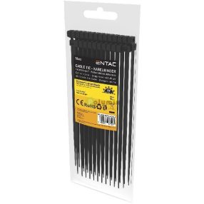 Kábelkötegelő 3.6mmx250mm Fekete 50 db/cs