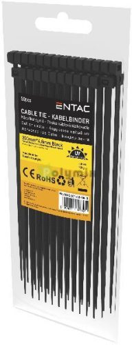 Kábelkötegelő 4.8mmx200mm Fekete 50 db/cs