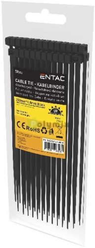 Kábelkötegelő 4.8mmx250mm Fekete 50 db/cs