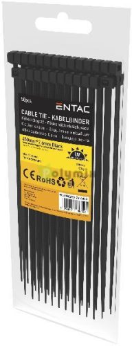 Kábelkötegelő 7.6mmx450mm Fekete 50 db/cs