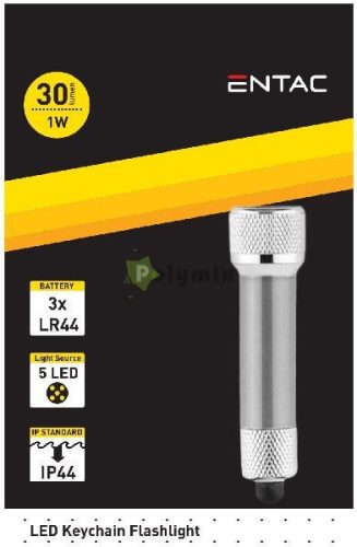 Elemlámpa 5LED Kulcstartós Ezüst