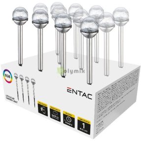   Entac Kerti Szolár Lámpa 340mm Rozsdamentes acél Üveg fej 1 LED RGB 24/kínáló