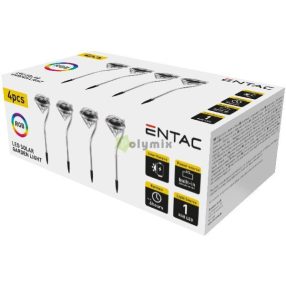   Entac Kerti Szolár Lámpa 300mm RGB Rozsdamentes Acél Kristály forma 1 LED 4/doboz