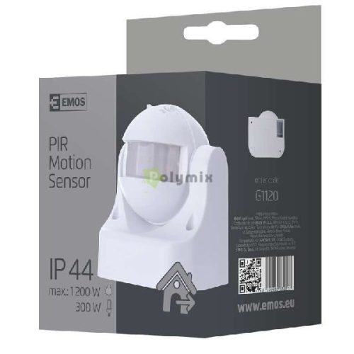 Mozgásérzékelő (PIR) IP44 180° fehér