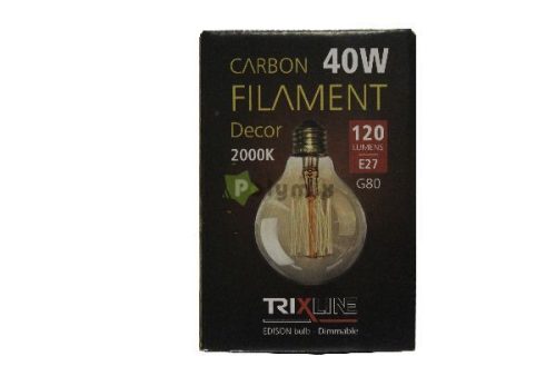 Edison szénszálas dekor izzó 40W-E27 G80-SC17
