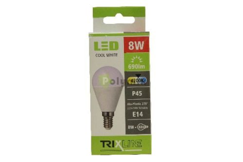 8W-E14 G45 kisgömb LED izzó 4200K