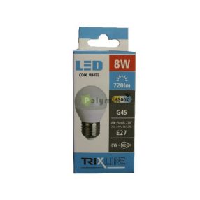 8W-E27 G45 kisgömb LED izzó 6500K