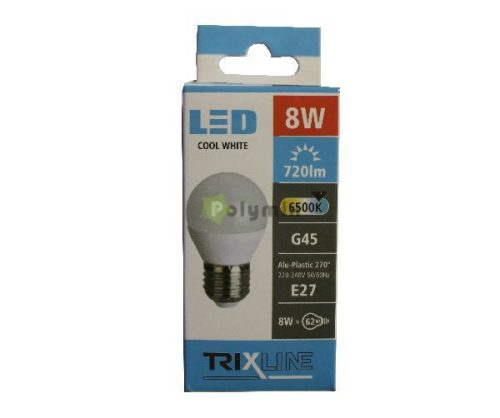 8W-E27 G45 kisgömb LED izzó 6500K