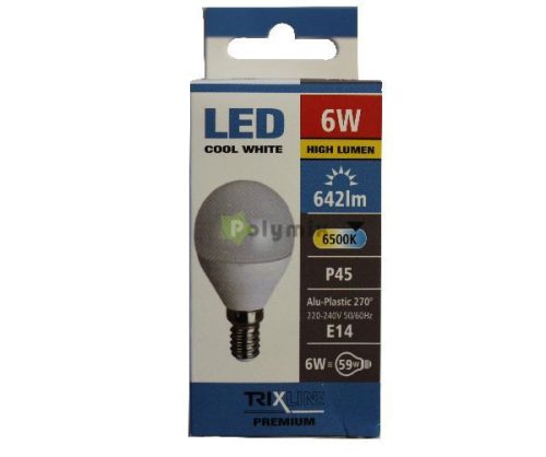 6W-E14 LED kisgömb izzó 6500K