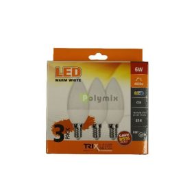 6W-E14 gyertya LED izzó 2700K 3db/csomag