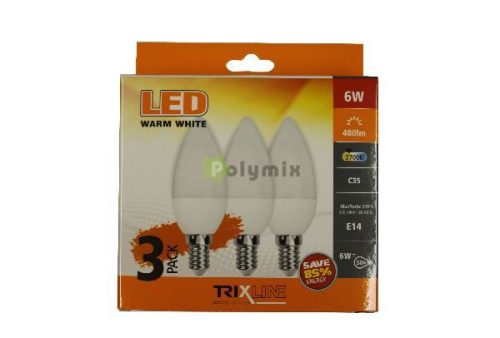 6W-E14 gyertya LED izzó 2700K 3db/csomag