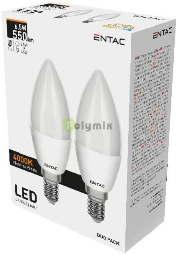 LED Candle E14 6,5W NW 4000K Duo Pack