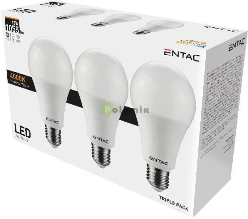 LED Globe E27 12W NW 4000K 3-Pack 3db/csomag