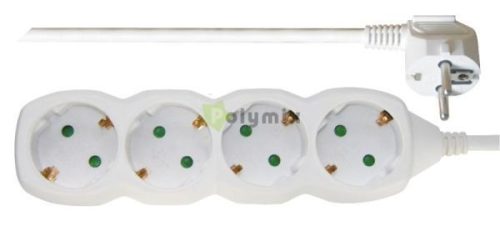Hosszabbító 2 m  /  4 aljzat  /  fehér  /  PVC  /  1 mm2