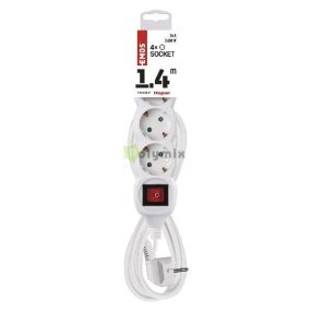   Hosszabbító 1,4 m  /  4 aljzat  /  fehér  /  PVC  /  1 mm2